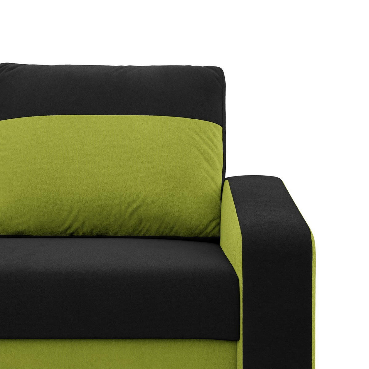 SOFA 2-SITZER MIT SCHLAFFUNKTION ORION, Schwarz + Grün - Schwarz/Grün, Textil (148/90/87cm)