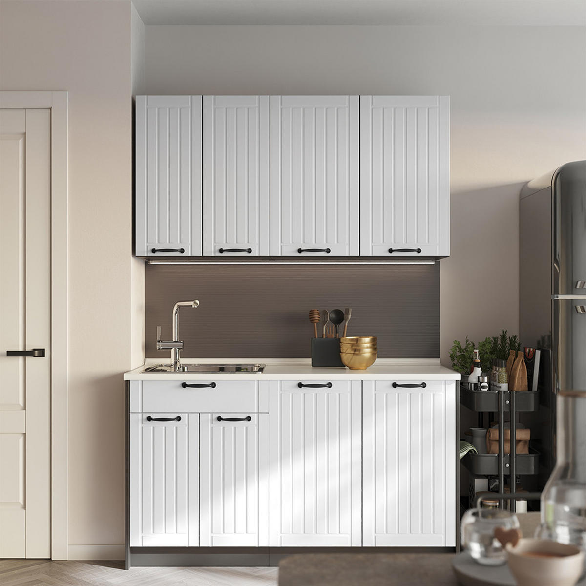 HÄNGESCHRANK Fame-Line, Weiß Landhaus/Anthrazit, 80 cm - Anthrazit/Weiß, Holzwerkstoff (80/72/34.1cm) - Vicco
