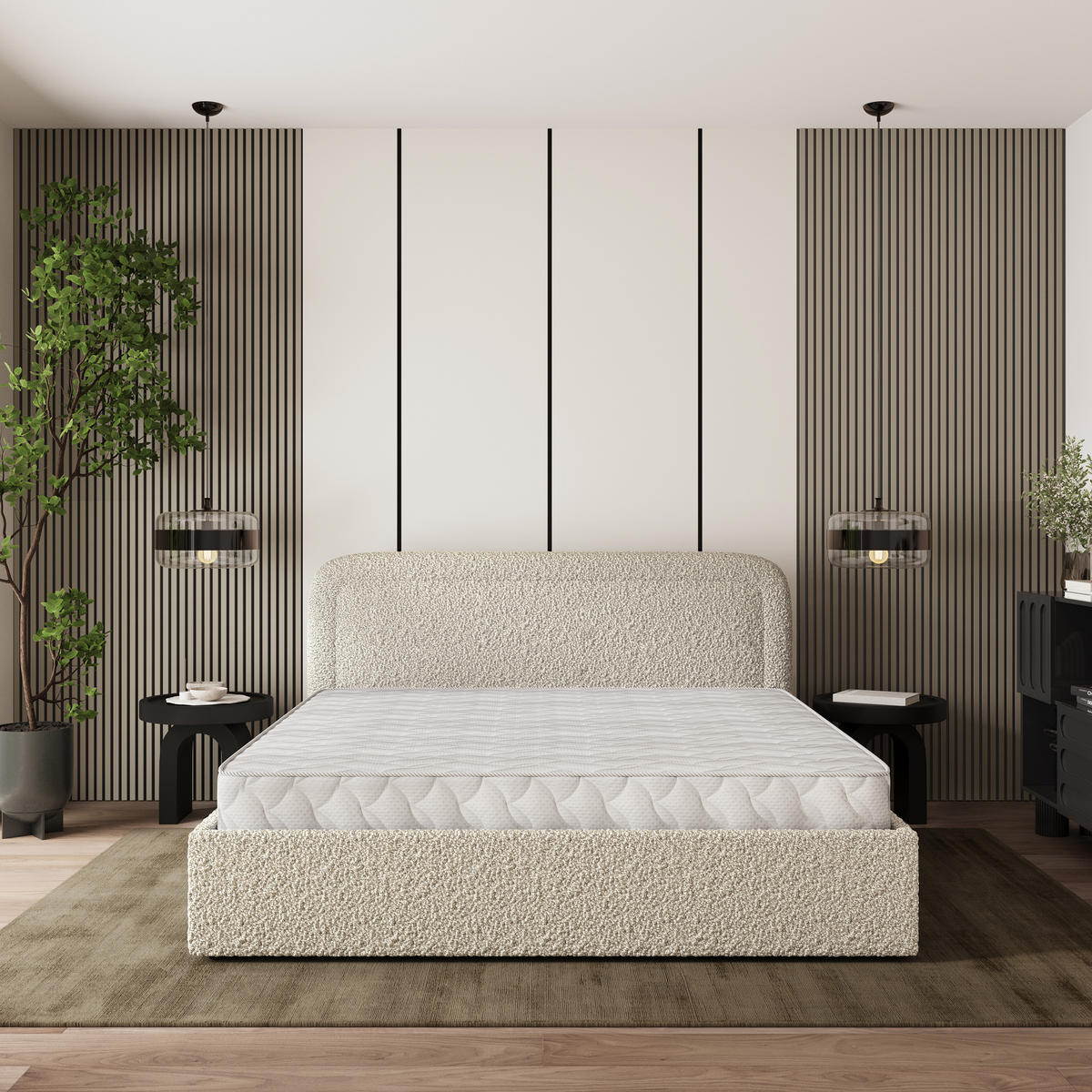 POLSTERBETT BENIRA Q 120x200 cm mit Bettkästen - Beige - Beige, Holz/Textil - MASSENO