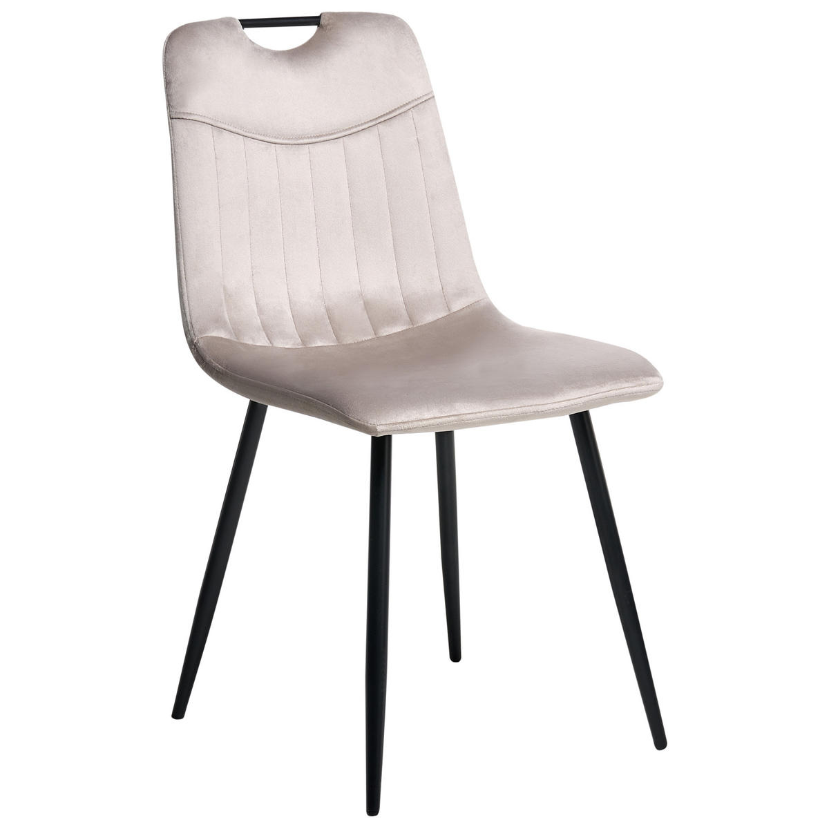 ESSZIMMERSTUHL 4er-Set Taupe Argyle - Taupe/Schwarz, Textil (45/86/55cm) - Beliani