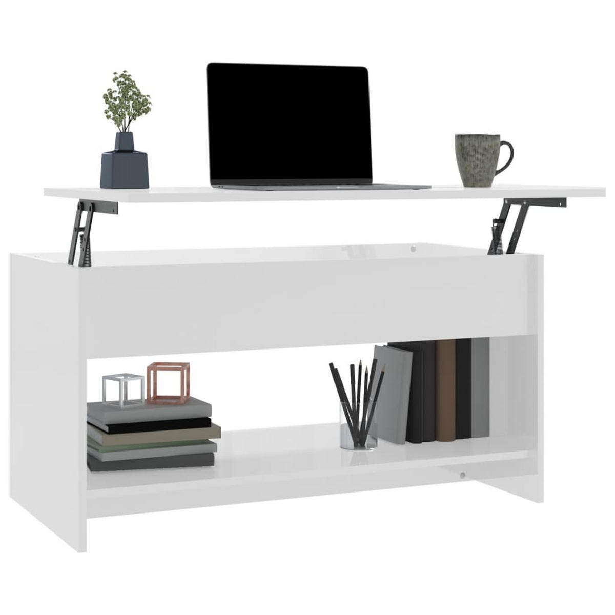 COUCHTISCH Hochglanz-Weiß 102x50x52,5 cm Holzwerkstoff - Weiß, Holzwerkstoff (102/50/52.5cm) - furnicato