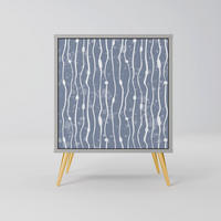 SIDEBOARD GRAPHITE RAIN, Grau, 57,5x42x75,5 cm, Goldfarbene Metallfüße - Goldfarben/Multicolor, Holzwerkstoff/Metall (57.5/75.5/42cm) - SpaceRebels