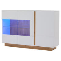 SIDEBOARD DE-37724 mit LED-Beleuchtung und Hochglanzfront Weiß - Weiß, Holzwerkstoff (138/90.5/38cm) - ComfortXL