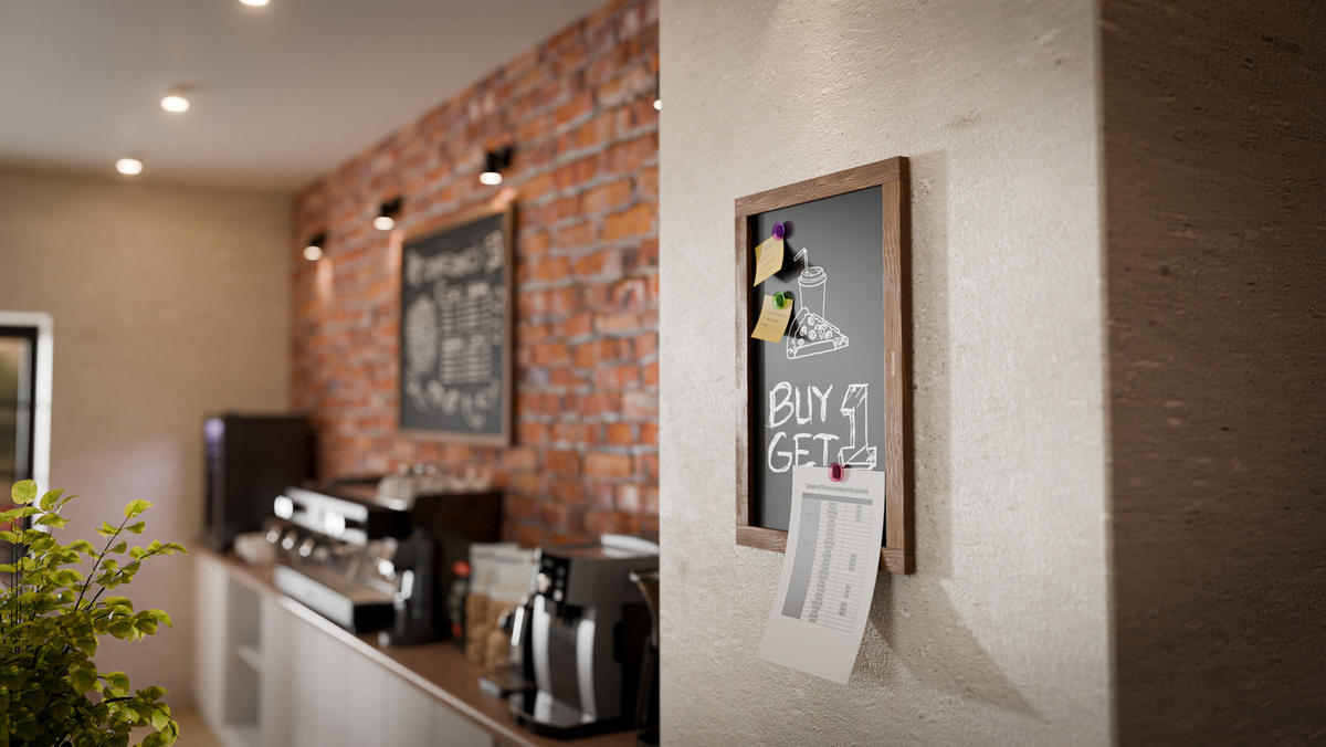 SCHWARZE magnetische Kreidetafel mit Holzrahmen 60x40cm - Braun, Holz (60/40/2cm) - ALLboards