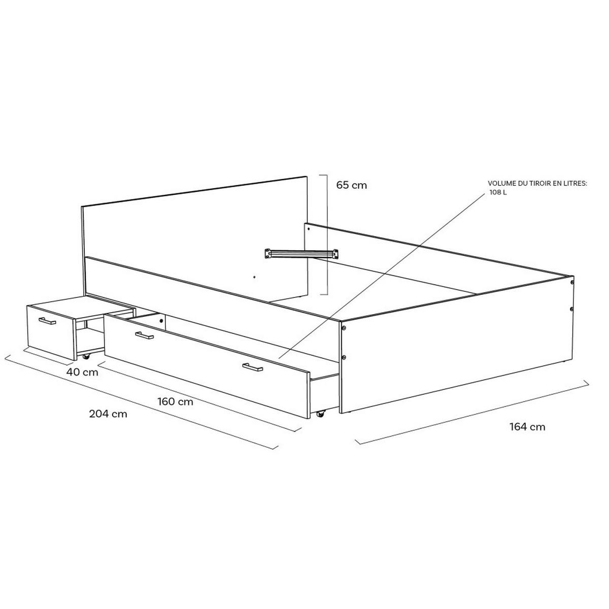 BETT TWIST MIT NACHTTISCH / 160x200 - Weiß - Weiß, Holzwerkstoff (160/200cm) - Weber Industries