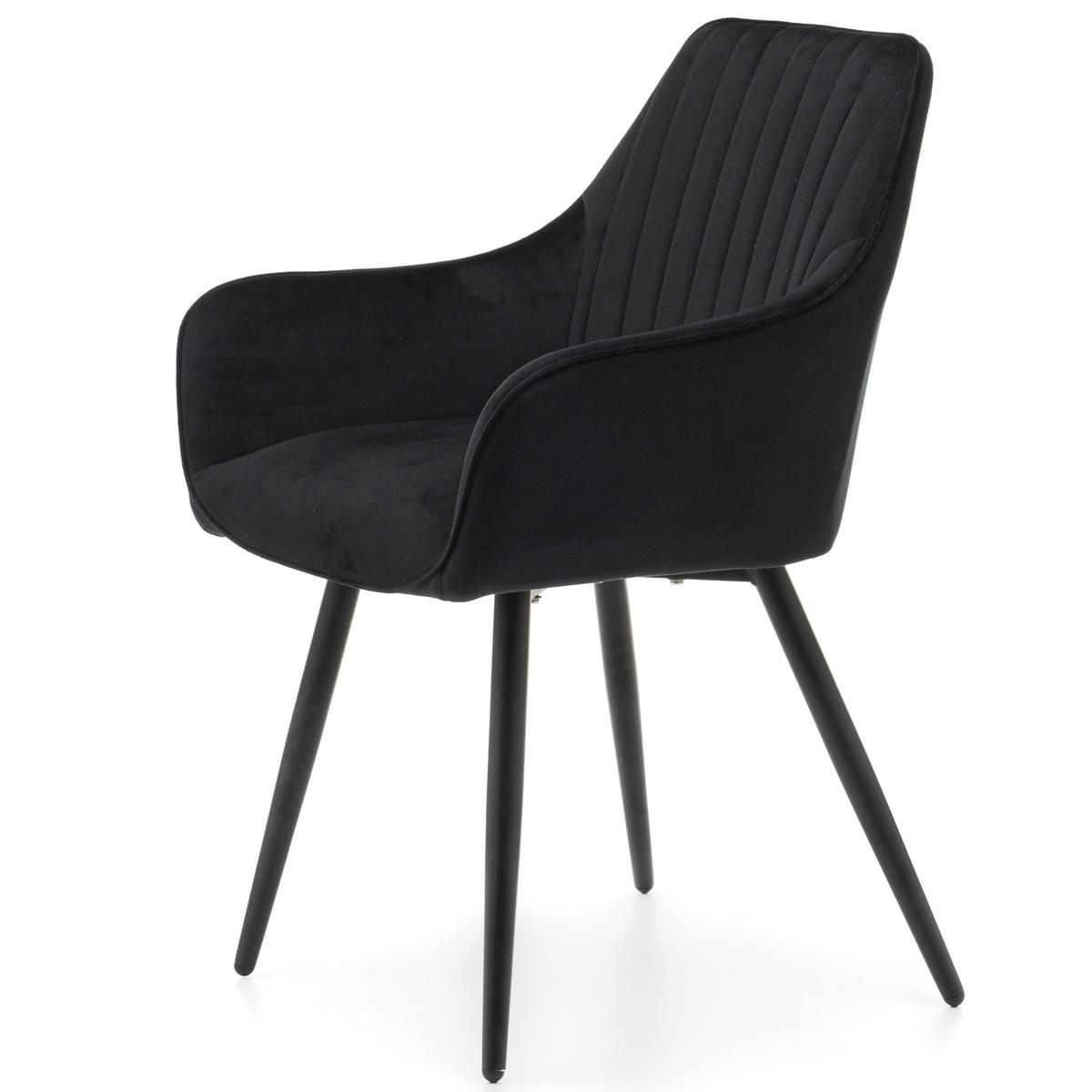 STUHL PASSO gepolstert mit Steppung - schwarz - Samt Velours - Schwarz, Textil/Metall (58/87/60cm) - NEW HOME