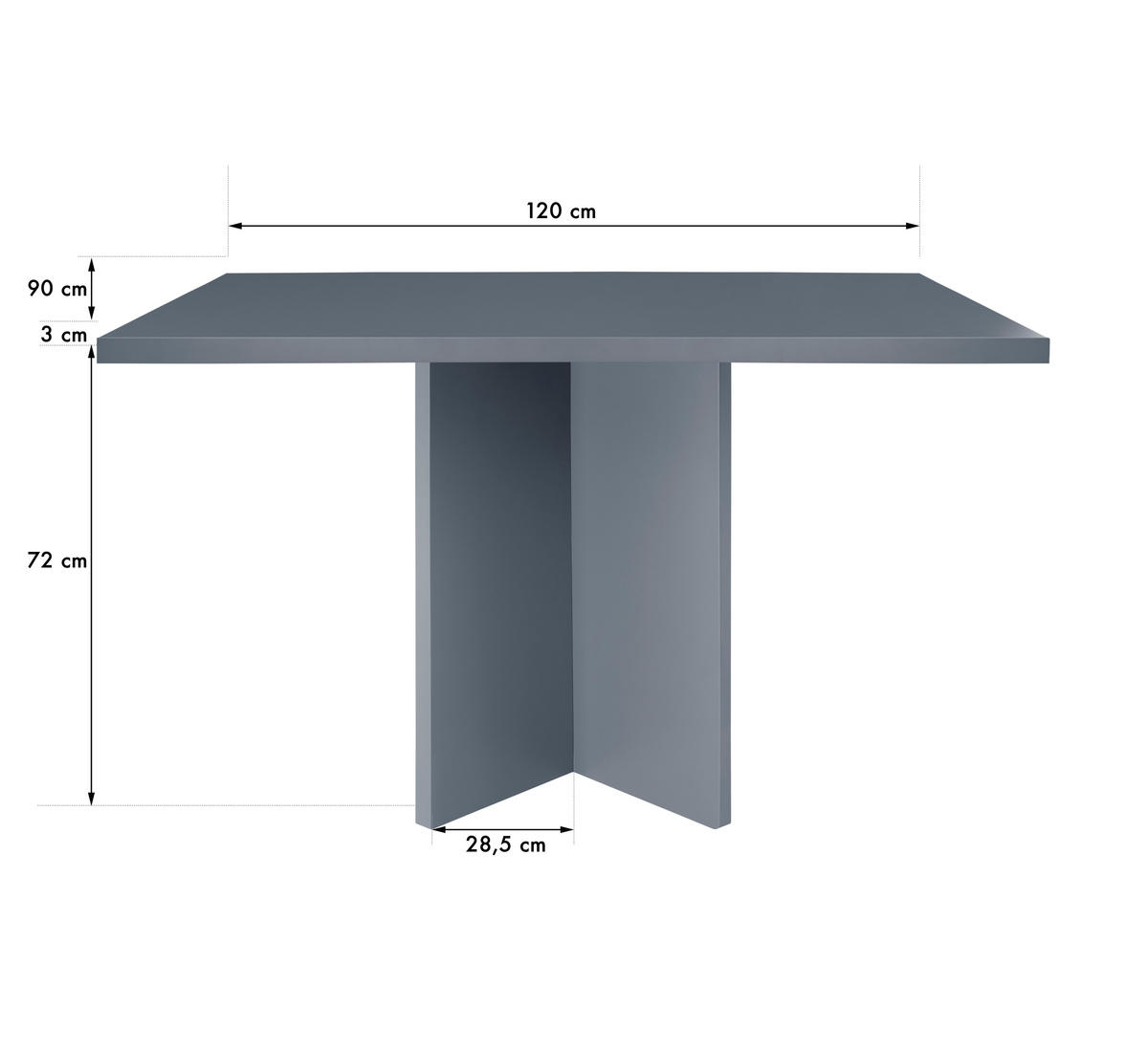 ESSTISCH Rechteckiger aus lackiertem MDF 3 cm in Grau, 90/120 cm - Grau, Holzwerkstoff (90/120/75cm) - RNT By Really Nice Things