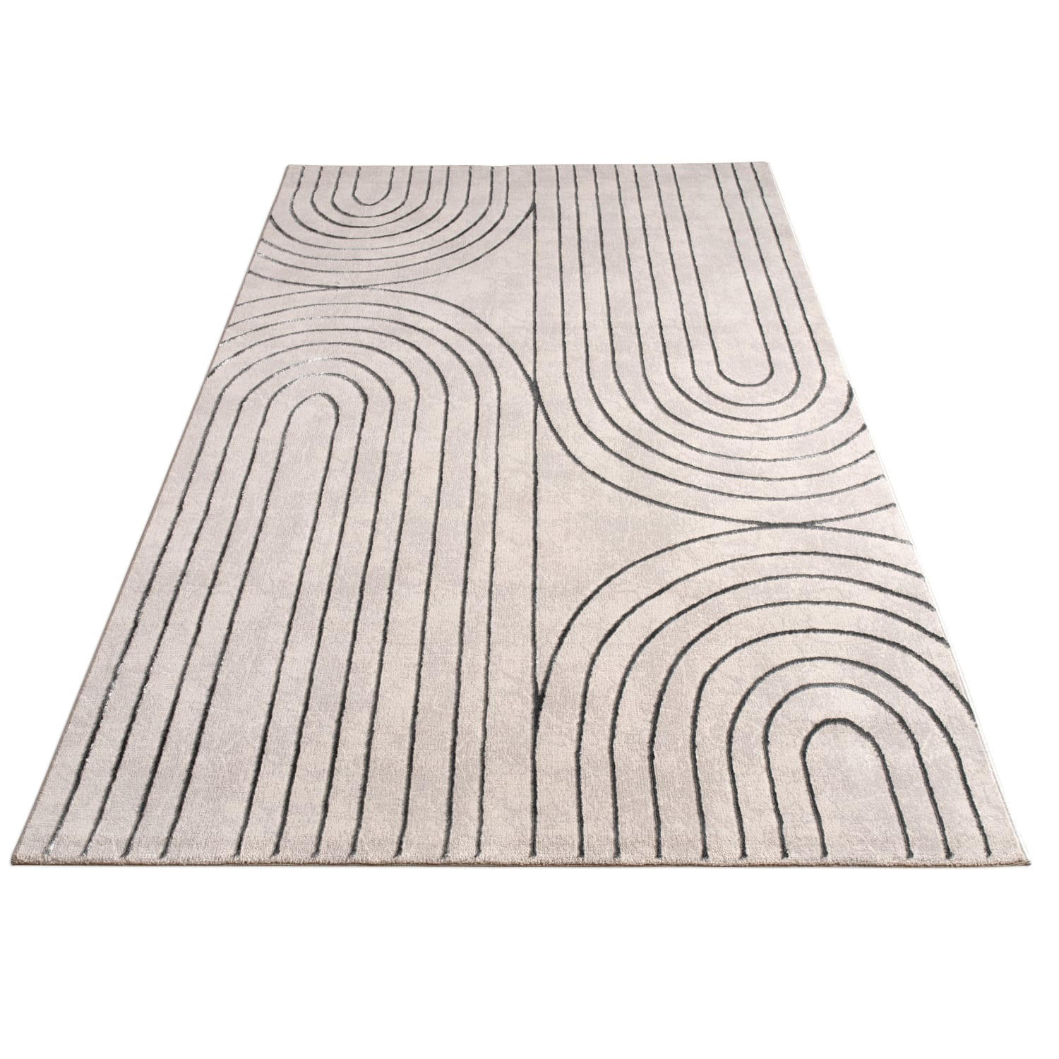 TEPPICH Kurzflor Abstrakt Wohnzimmer schmutzabweisend Grau Rechteckig 160x230 - Grau, Textil (160/230cm) - KADIMA DESIGN