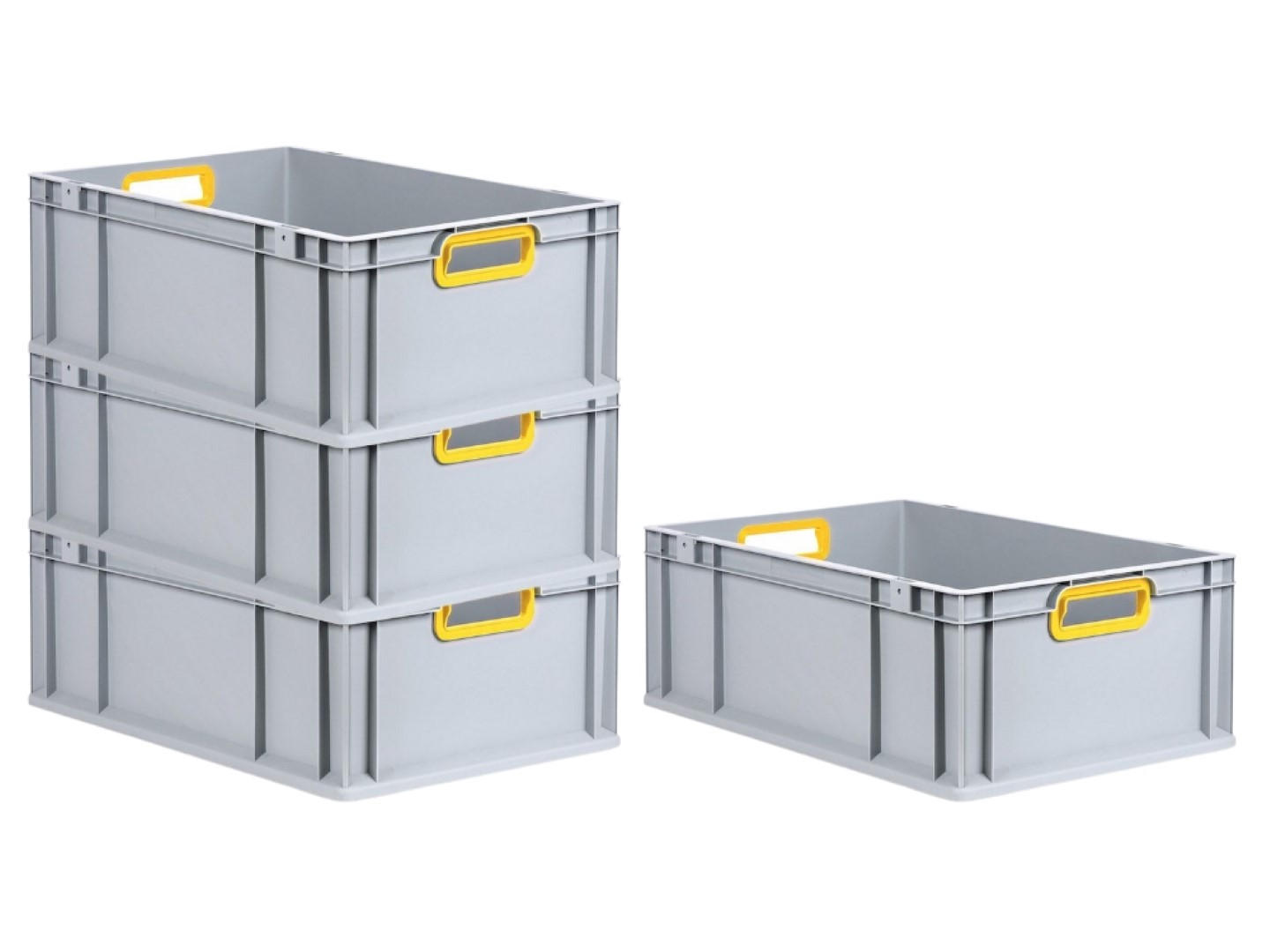 EUROBOX 4x Nextgen Color 22x40x60cm 44 Liter Griffe Gelb Offen - Gelb, Kunststoff (40/17/60cm) - PROREGAL