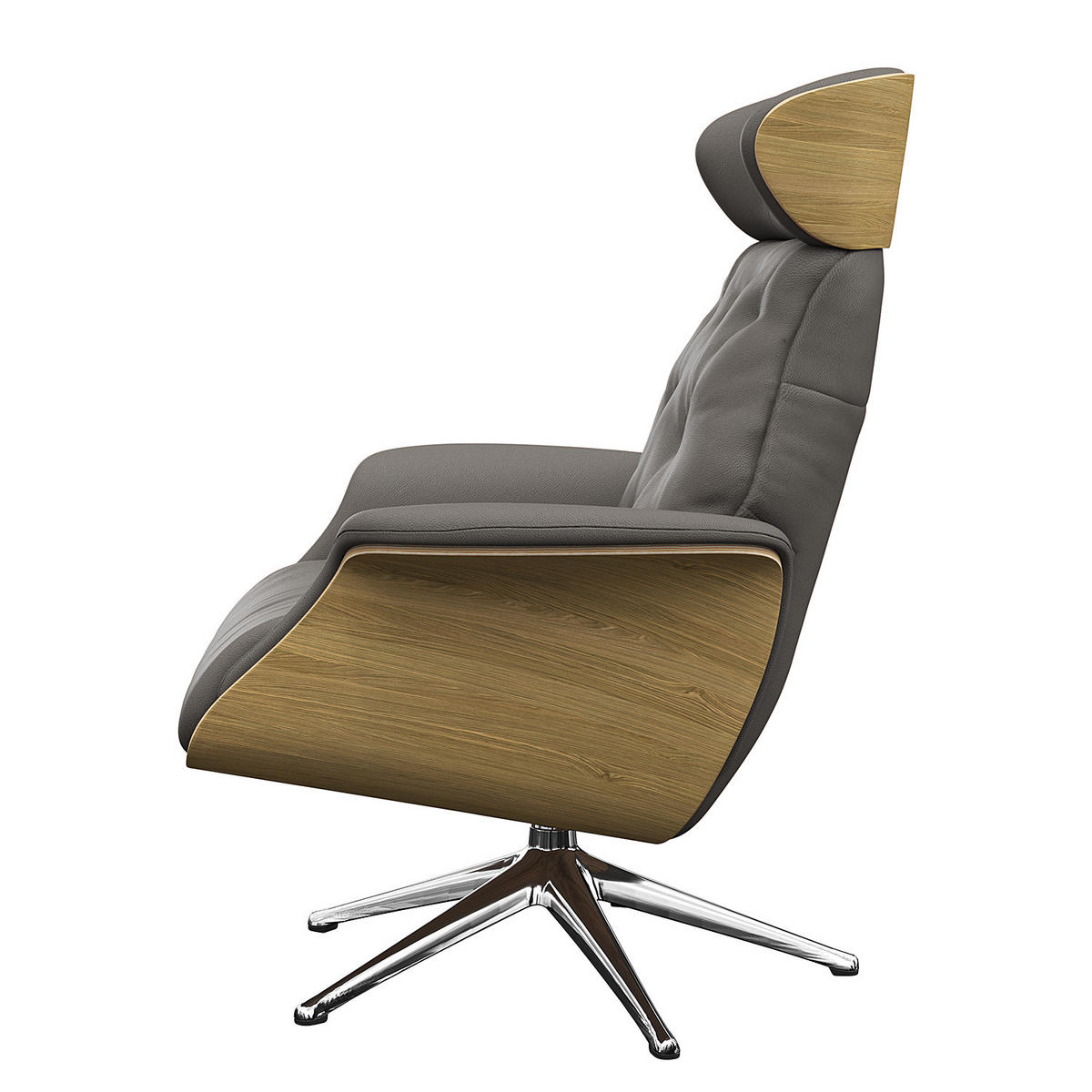 RELAXSESSEL - Echtleder - Chromfarben/Grau, Leder/Metall (83/110/83cm) - home24