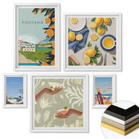WANDBILDER 5er-Set - 50x50 cm & 20x30 cm & 40x60 cm Weißer Rahmen - Fruchtmuster und italienische Kultur - Weiß, Kunststoff (40/60cm) - ArtPrintCave