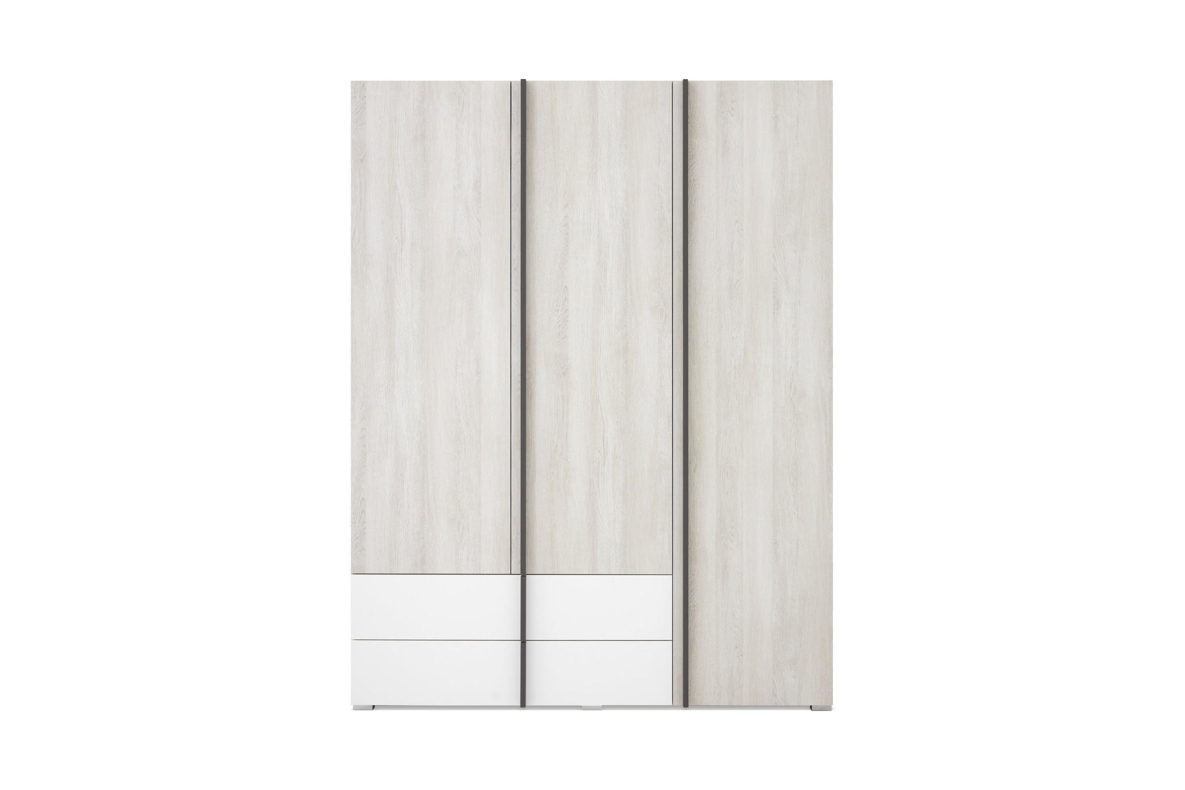 KINDERKLEIDERSCHRANK REMI 01 150cm breit in Eichenweiß / Weiß Matt / Anthrazit - Eichefarben/Anthrazit, Holzwerkstoff (150/195/50cm) - Deine Möbel 24