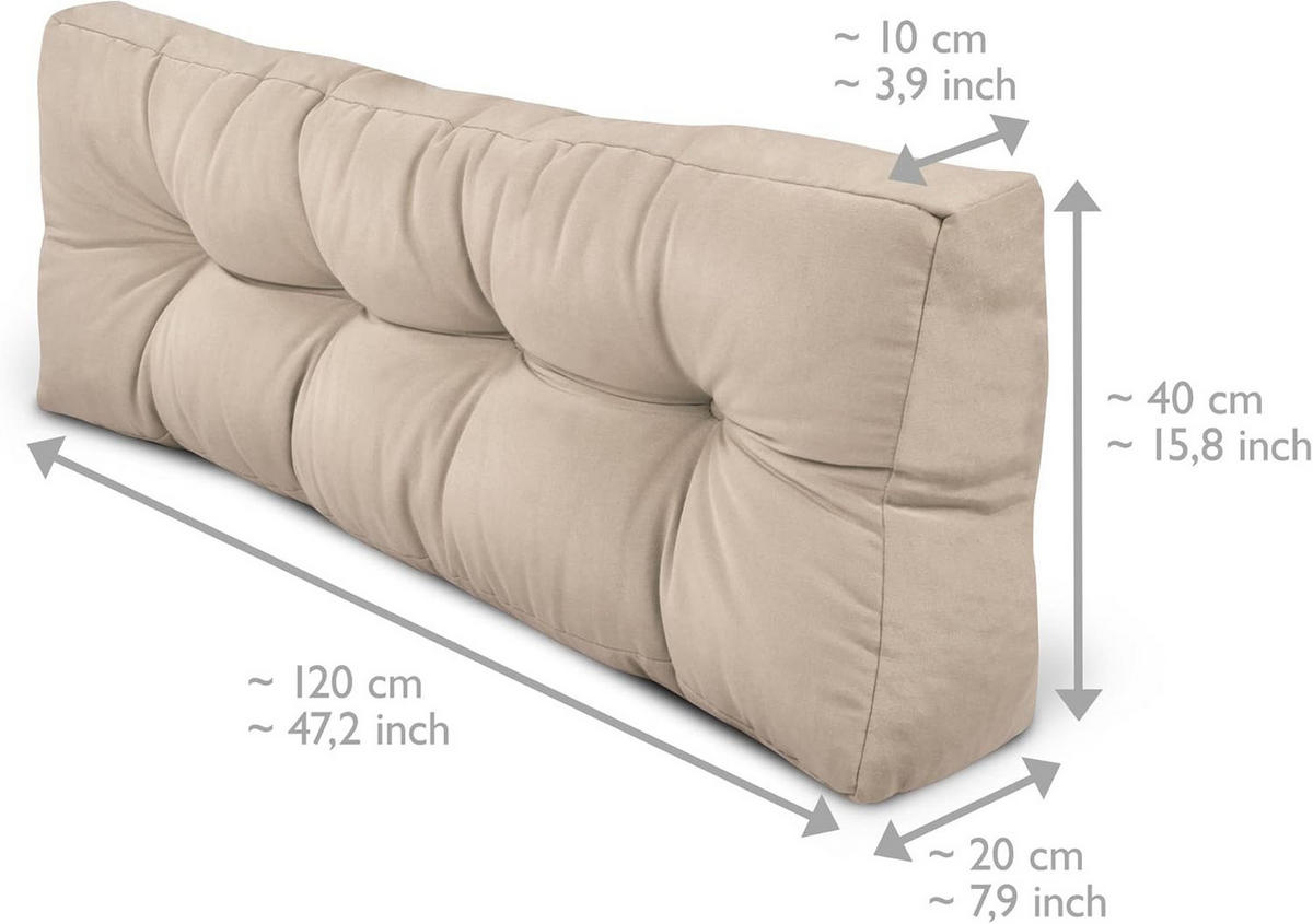 PALETTENKISSEN ECO Style Sitz 120x80x15cm Natur + Rücken (1tlg) - Beige, Textil (80/15/120cm) - Beautissu 