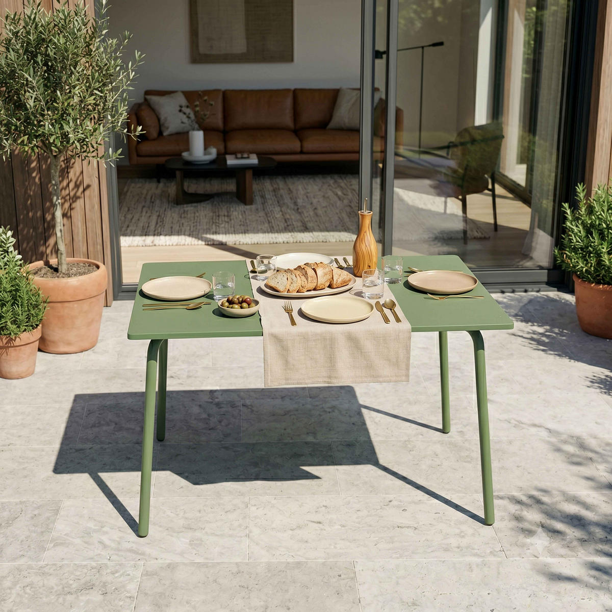 GARTENTISCH , Kaktusgrünen - Grün, Metall (120/70/72cm) - Oviala