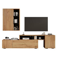 WOHNWAND Vitrine TV Board Regal Holz Schwarz 265cm - Eichefarben, Holzwerkstoff (174/53.5/35cm) - FLIEKS