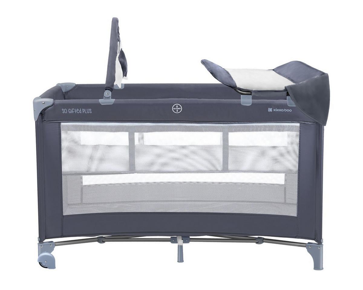 REISEBETT So Gifted Plus blau zwei Ebenen, Spielbogen, Wickelauflage, Räder - Blau, Kunststoff (60/120cm) - Kikka boo