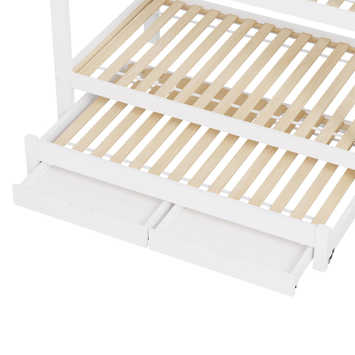 ETAGENBETT 90x200 cm mit mehrstufiger Aufbewahrungstreppe, Weiß - Weiß, Holz (90/200cm) - KOMHTOM