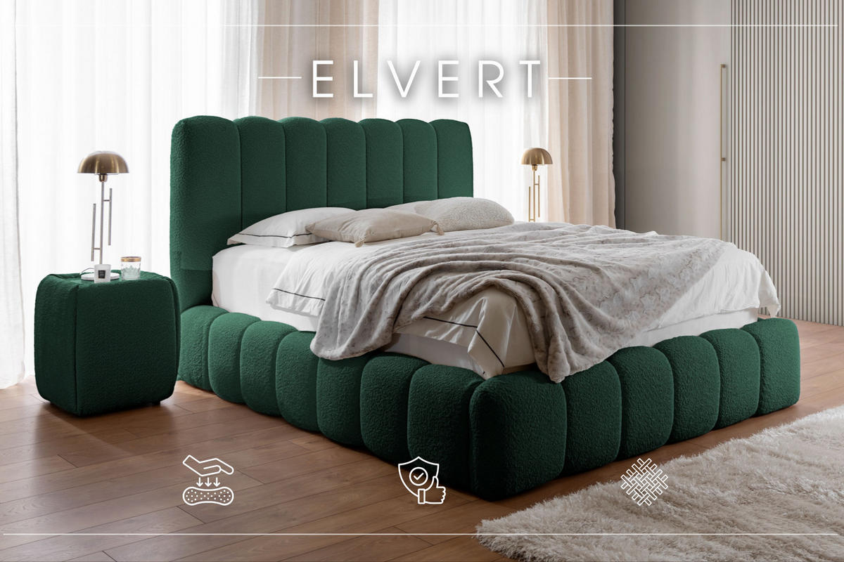 POLSTERBETT aus Polyester Elvert 120x200 cm, Dunkelgrün - Dunkelgrün, Textil (120/200cm) - Meblito
