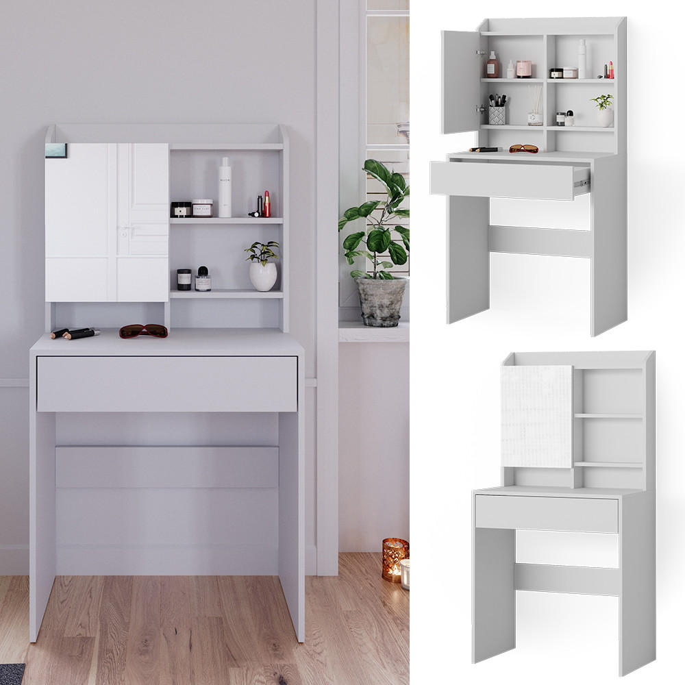 SCHMINKTISCH Laura Weiß 70 cm - Weiß, Holzwerkstoff (70/136/40cm) - Vicco