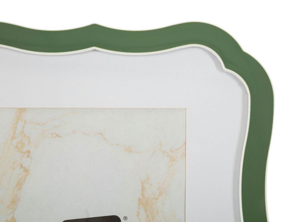 BILDERRAHMEN Margot, Fotoformat 15 x 20 cm, grün und silberfarben, Zink und Glas, Rahmen 17 x 1,4 x 21,9 cm - Silberfarben/Grün, Glas/Metall (17/21.9/1.4cm) - Mauro Ferretti
