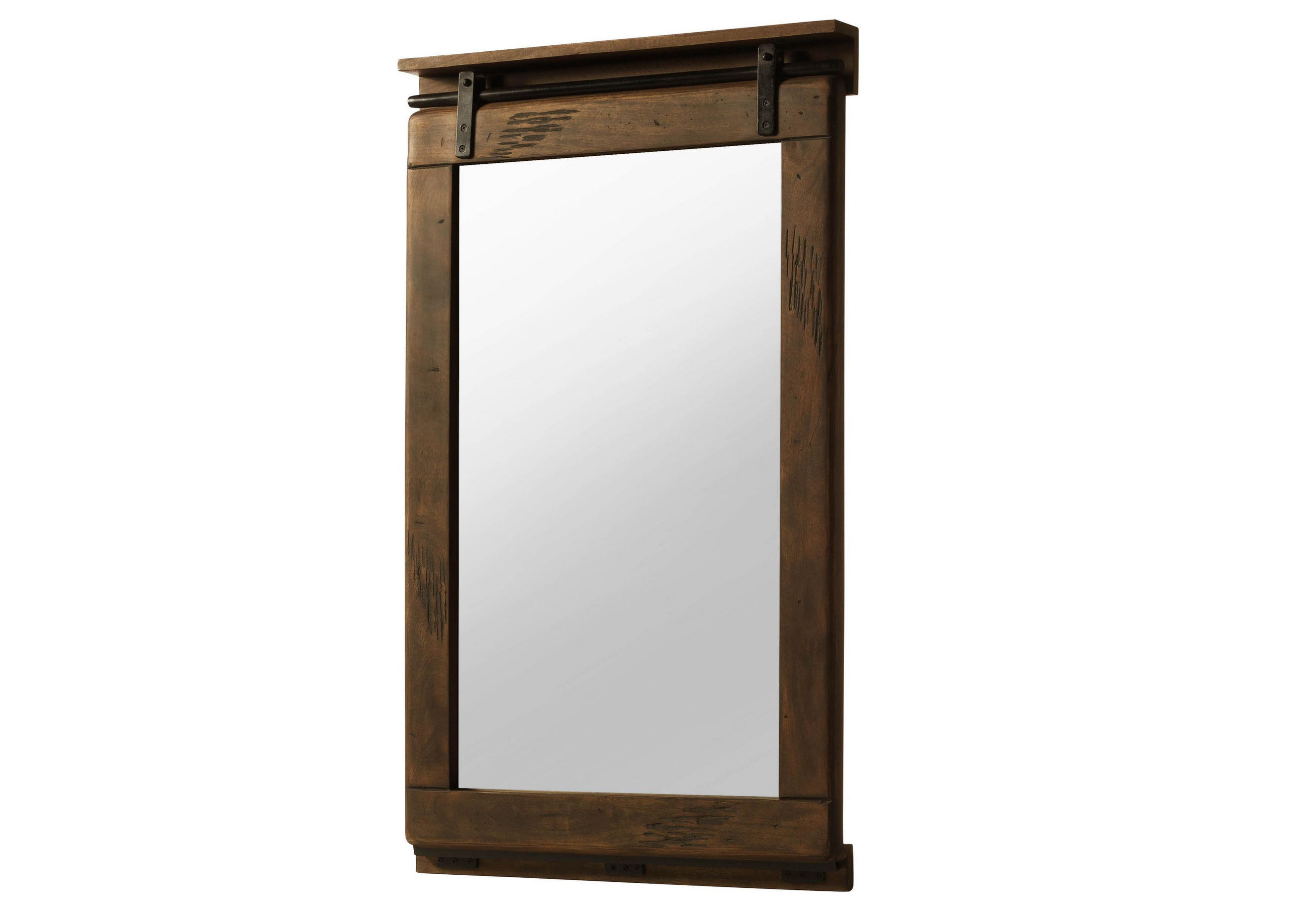SPIEGEL Mango 65x6x110 braun lackiert RAILWAY #483 - Braun, Holz (65/110/6cm) - Massivmoebel24