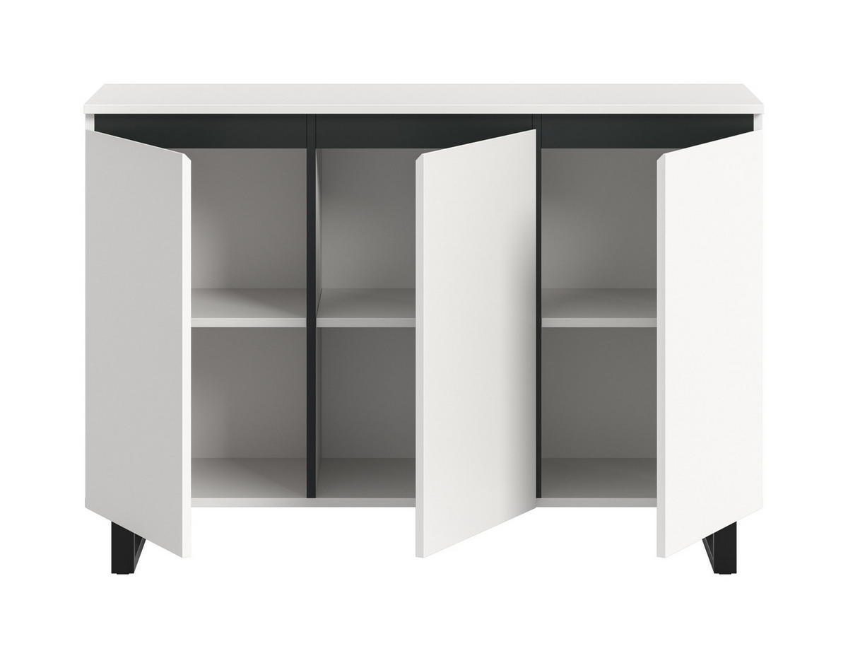 SIDEBOARD Estela (B/H/T: ca. 120/84/36 cm) in weiß/weiß - Weiß, Holzwerkstoff (120/84/36cm)