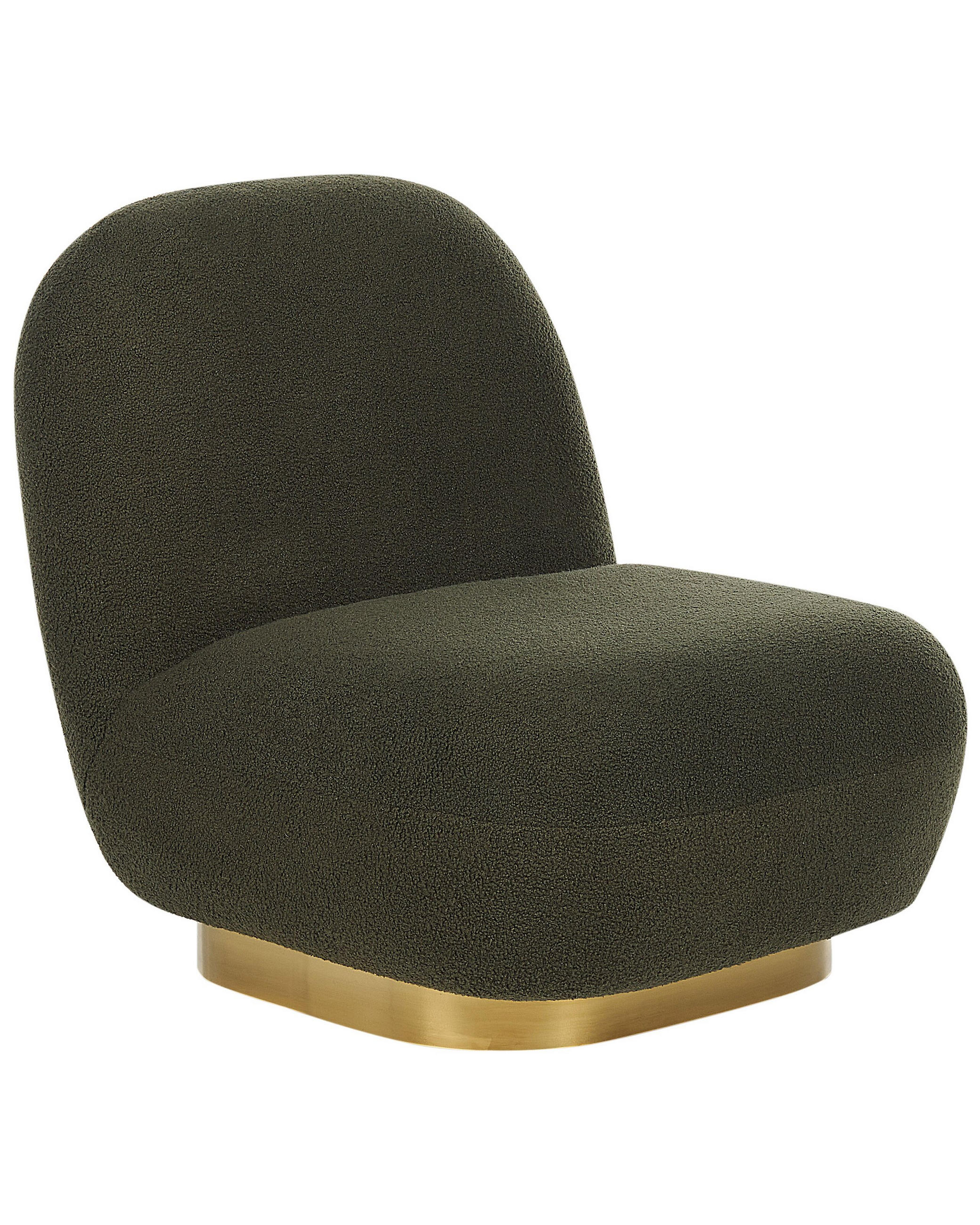 SESSEL Bouclé dunkelgrün/gold Lovlisa - Goldfarben/Grün, Textil (62/76/70cm) - Beliani