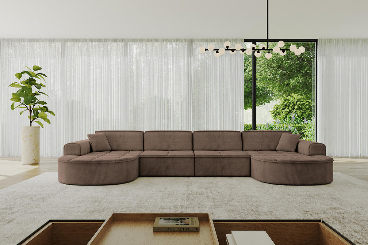 WOHNLANDSCHAFT TARO-U2 - 388x171x79,5 cm Braun - Braun, Holzwerkstoff/Textil (388/79.5/171cm) - ALTDECOR