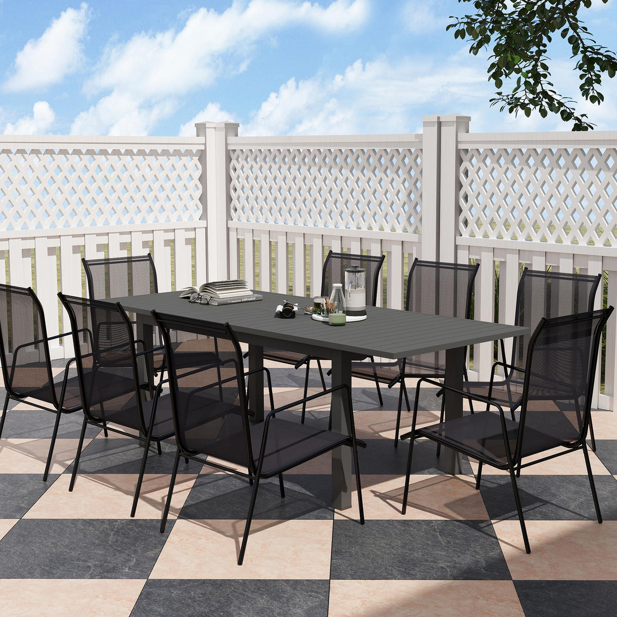 GARTENTISCH DE-07370 erweiterbar 160/220 cm Grau - Grau, Metall (220/90/73cm) - ComfortXL