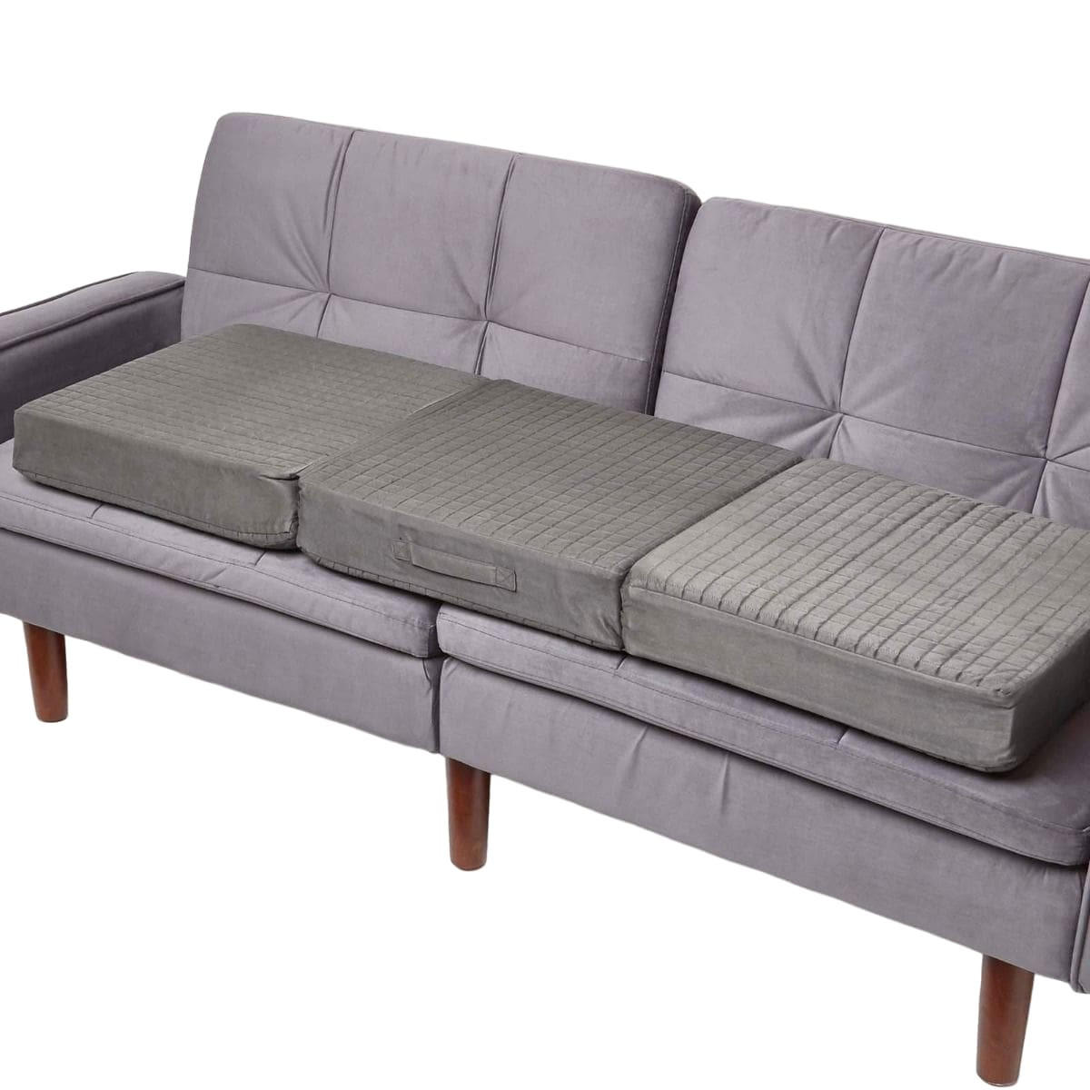 SOFA-AUFLAGE Velours grau 150/50/10 cm – langes Sitzkissen orthopädisch - Grau, Textil (150/50/10cm) - Homescapes