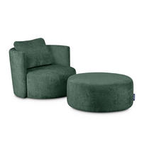 DREHSESSEL-SET RAGGI inkl. Sitzhocker, Chenille-Stoff, grün - Grün, Textil (92/75/80cm) - KONSIMO®