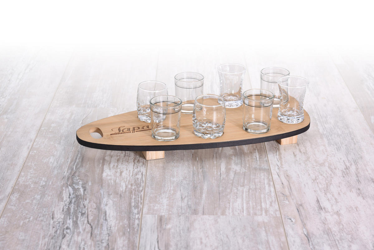SERVIER-SET für Snack Braun 40,5/6,6/18,5 cm - Braun, Glas (6.6/18.5/40.5cm) - Excellent Houseware