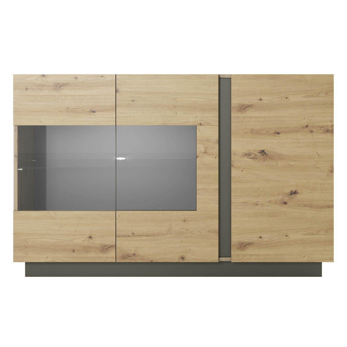 SIDEBOARD ANDEBU KOM1 ABS-Kante Eiche Eiche - Eichefarben/Braun, Glas/Holzwerkstoff (138/91/40cm) - Komodee