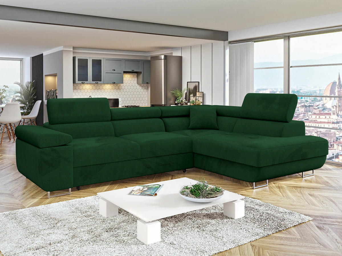 ECKSOFA Torezio, Seite: Rechts - Grün, Holz/Textil (274/203cm) - MIRJAN24