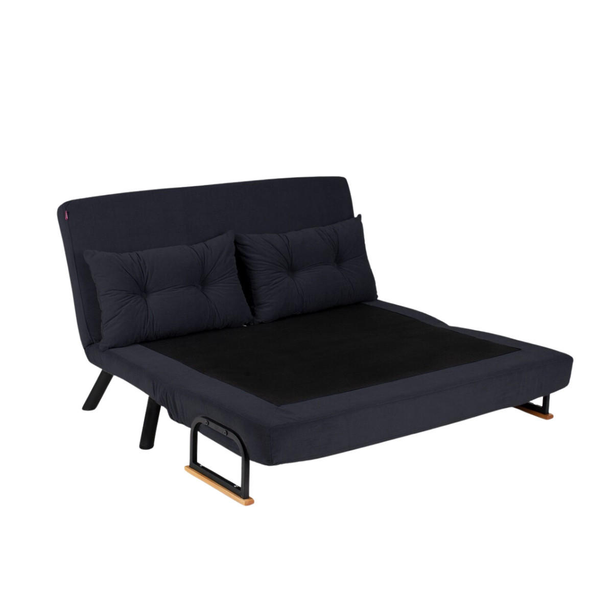 SCHLAFSOFA für 2 Personen mit Stoffbezug und Metallfüßen 133/50/41 cm - Schwarz, Metall (50/41/133cm) - Calicosy