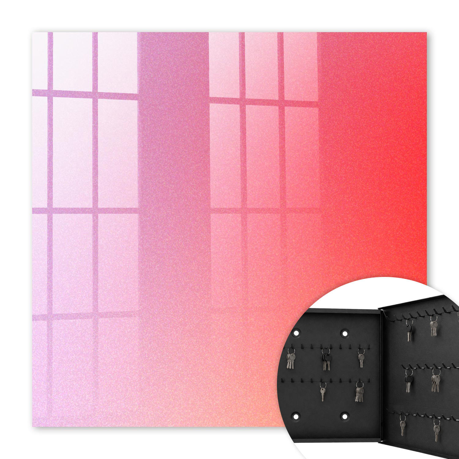 SCHLÜSSELBOX Schwarz 30x30 cm- Türöffnung nach rechts - Bunter Nebel - Pink, Metall (30/30/5cm) - TULUP