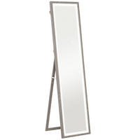 GANZKÖRPERSPIEGEL 40 x 160 cm Standspiegel mit LED-Lichte, 3 Lichtfarben, Grau - Grau, Glas (5/160/40cm) - HOMCOM