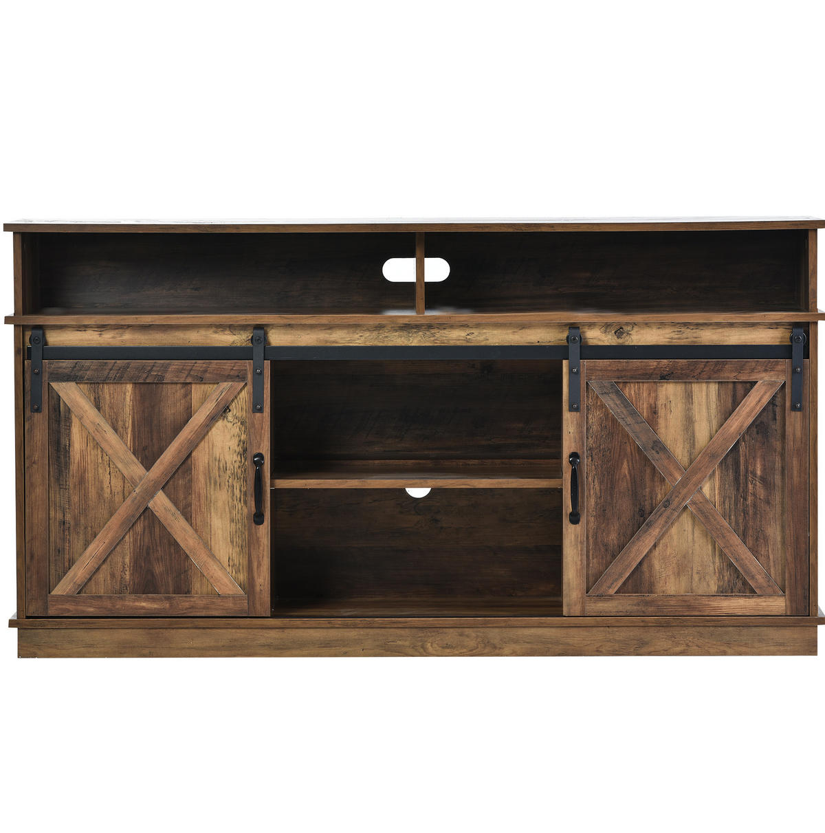 TV-SCHRANK 148/40/78 cm rustikal braun mit 2 Schiebetüren und höhenverstellbaren Regalen - Rotbraun, Holzwerkstoff (148/78/40cm) - OKWISH