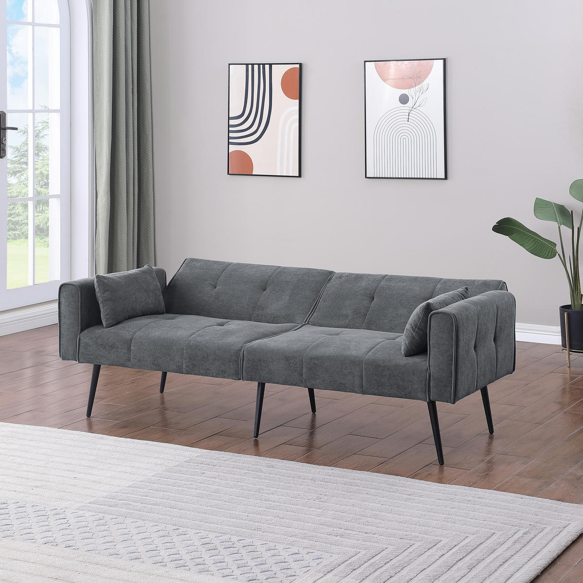 SCHLAFSOFA 175/71/71 cm Grau Cord - Grau, Textil (175/71/71cm) - Oxeza