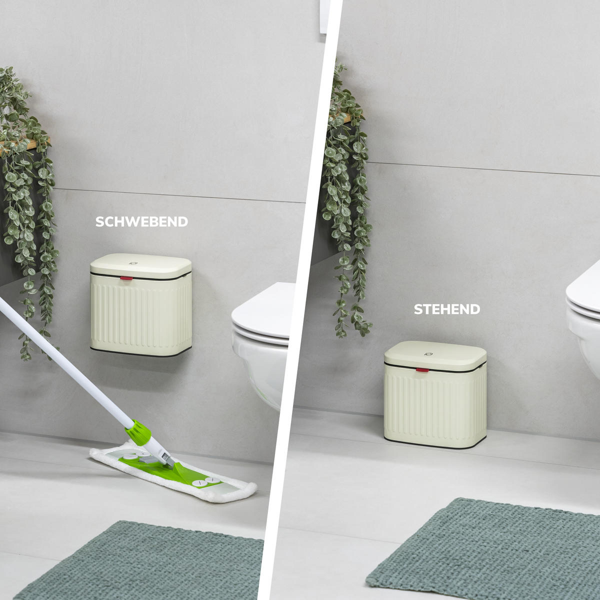 ABFALLEIMER, Metall cremefarben, 3 Liter - Creme, Metall (22.5/20/16.5cm) - eluno