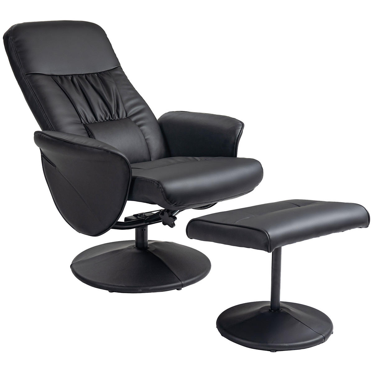 RELAXSESSEL DE-07507 mit Fußhocker, höhenverstellbar und neigbar Schwarz - Schwarz, Metall (76/101/81cm) - ComfortXL