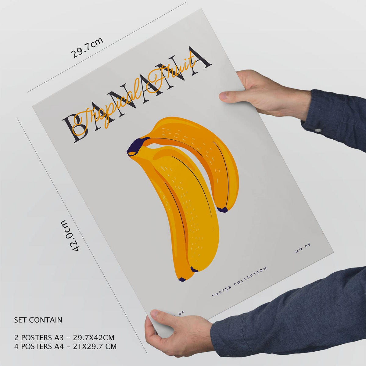 POSTER Set Mit 6 Lebensmittel Und Ernährungs Sommerfrüchte Natur Und Ernährungs Für Innenarchitektur A3 & A4 Schwarzer Rahmen - Schwarz, Papier (29/3cm) - Nacnic