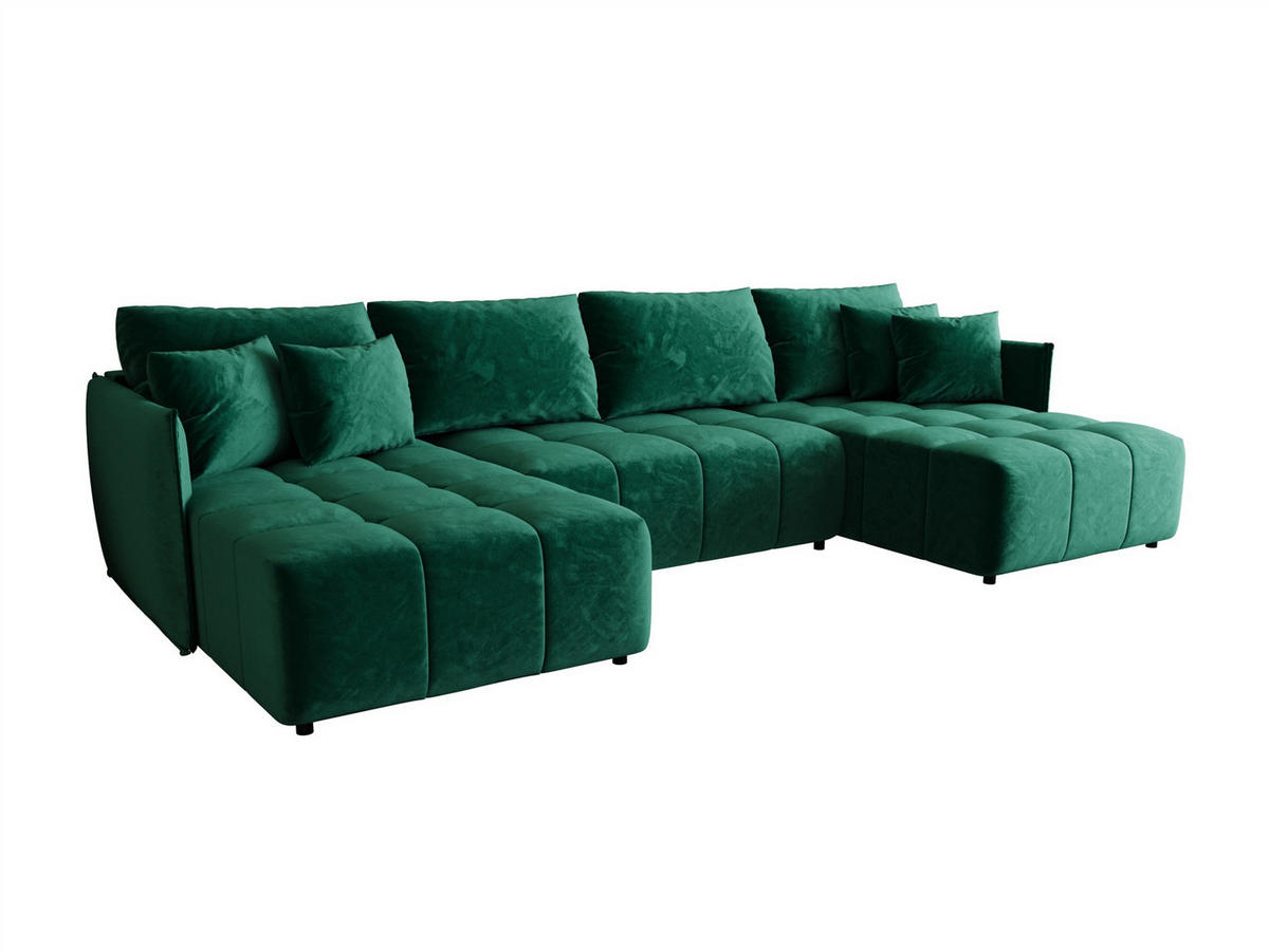 WOHNLANDSCHAFT Treviso - Grün, Holzwerkstoff/Textil (342/88/185cm) - Fun Möbel