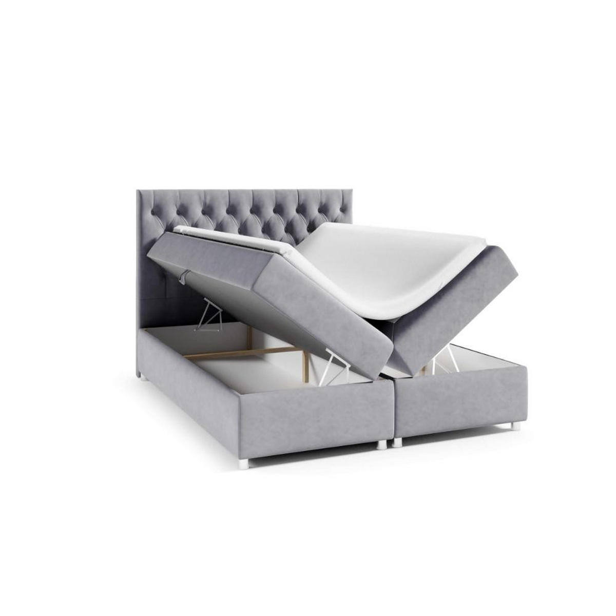 BOXBETT mit Bettkasten Trinity K-14 Bonellfederkern inkl. Topper - Creme, Holz/Holzwerkstoff (200/200cm) - Best For Home