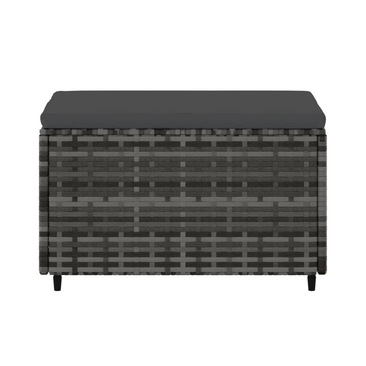 GARTENHOCKER Mit Kissen Grau Poly Rattan - Grau, Kunststoff (55/31/55cm) - vidaXL
