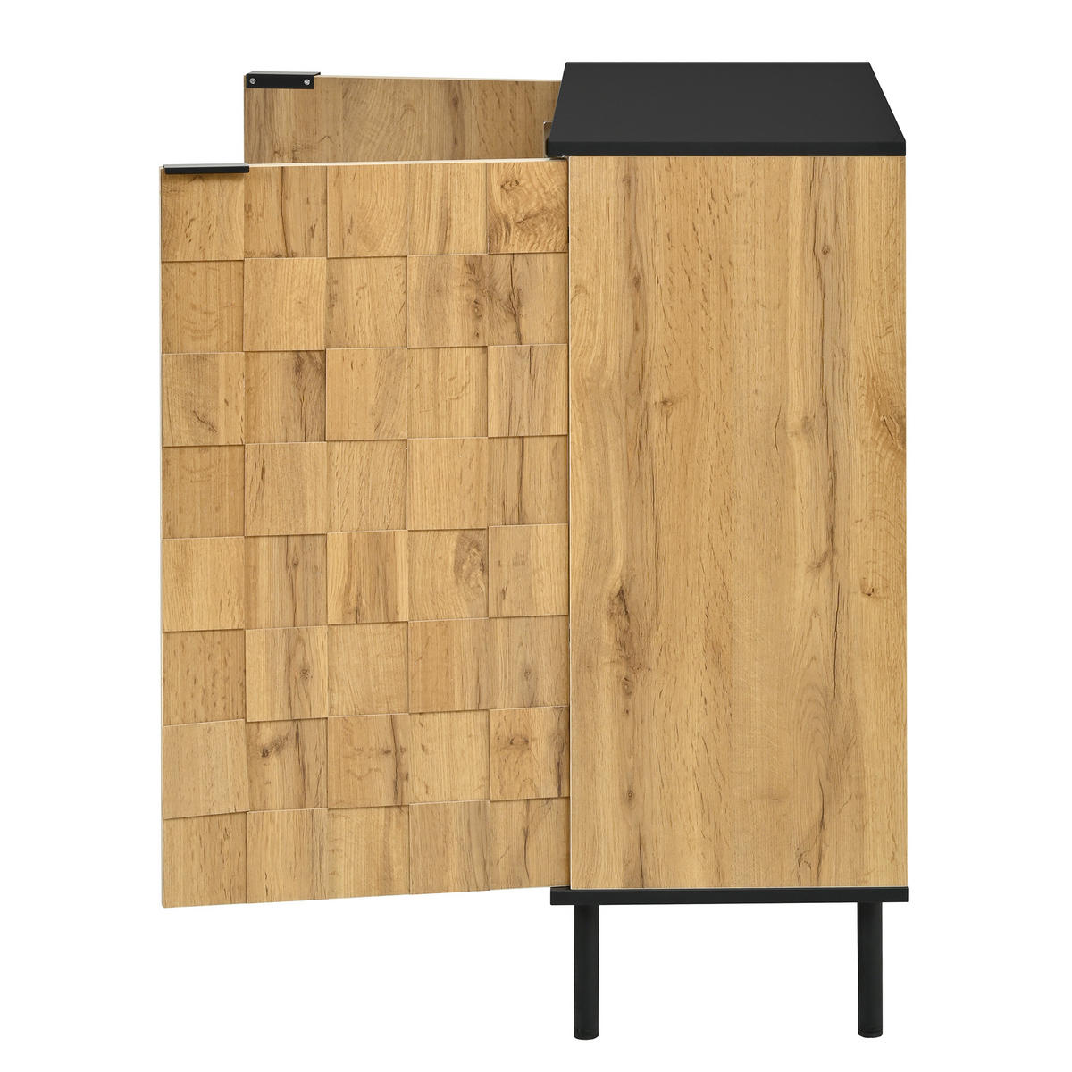 SCHUHSCHRANK holzoptik & mosaik-design mit 2 türen & verstellbaren fächern - Naturfarben, Holzwerkstoff (80/91.5/35cm) - Urban Meuble