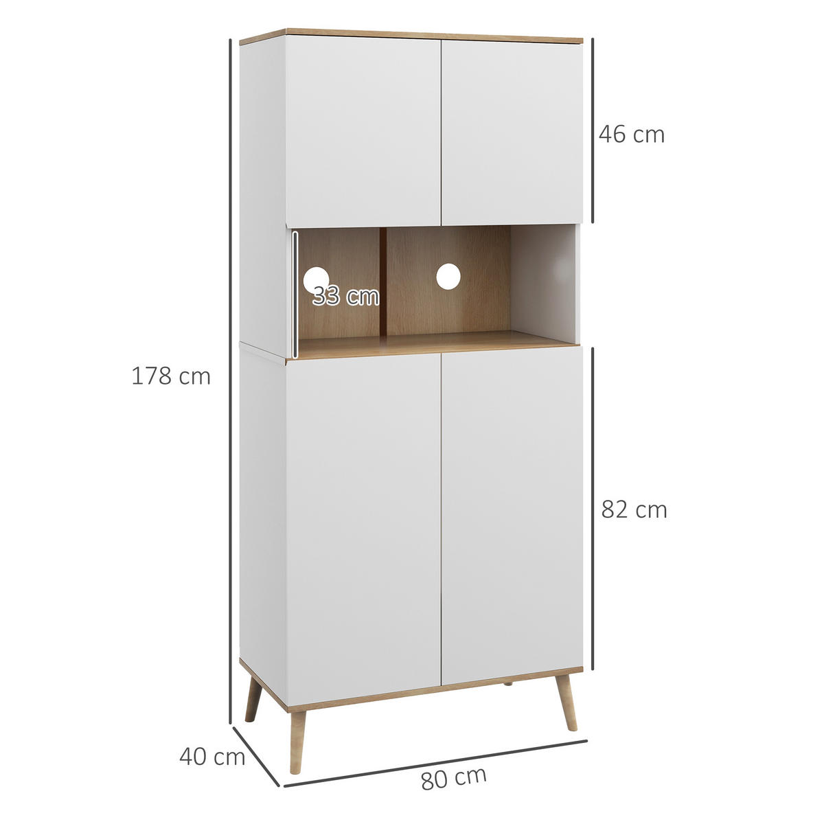 HIGHBOARD DE-11065 2 Türen, verstellbare Böden & Kabeldurchlass Weiß - Weiß, Holzwerkstoff (40/178/80cm) - ComfortXL