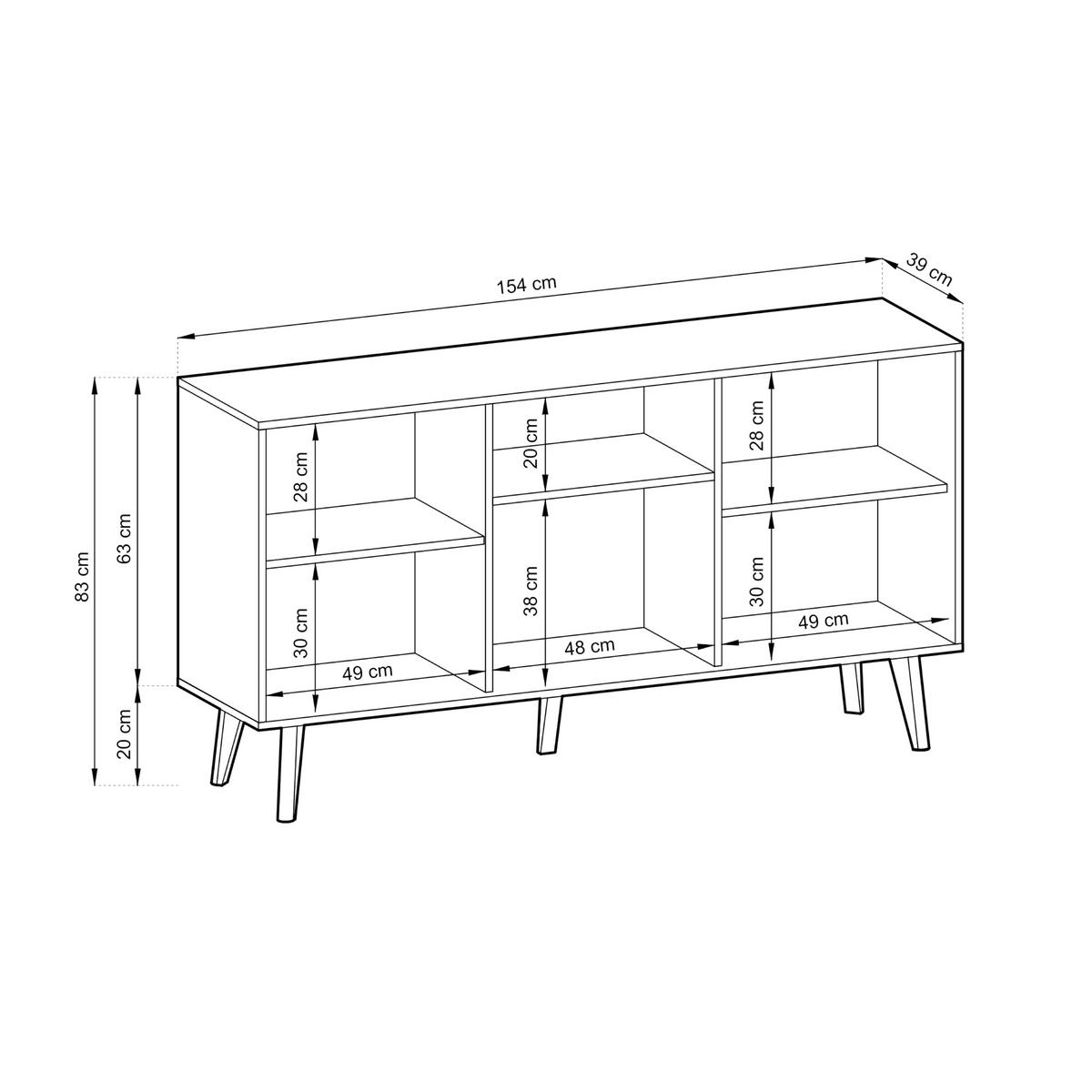 SIDEBOARD Saskatoon K154 – Schwarz, Artisan-Eiche - Schwarz/Eiche Artisan, Glas/Holzwerkstoff (154/83/39cm) - Komodee