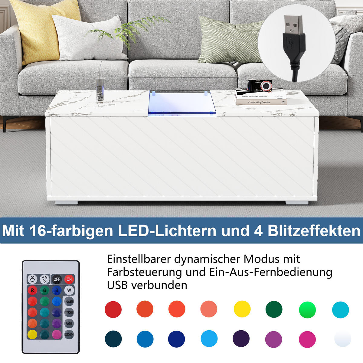 COUCHTISCH Weiß 100/50/35 cm - Weiß, Holzwerkstoff (100/50/35cm) - Urban Meuble
