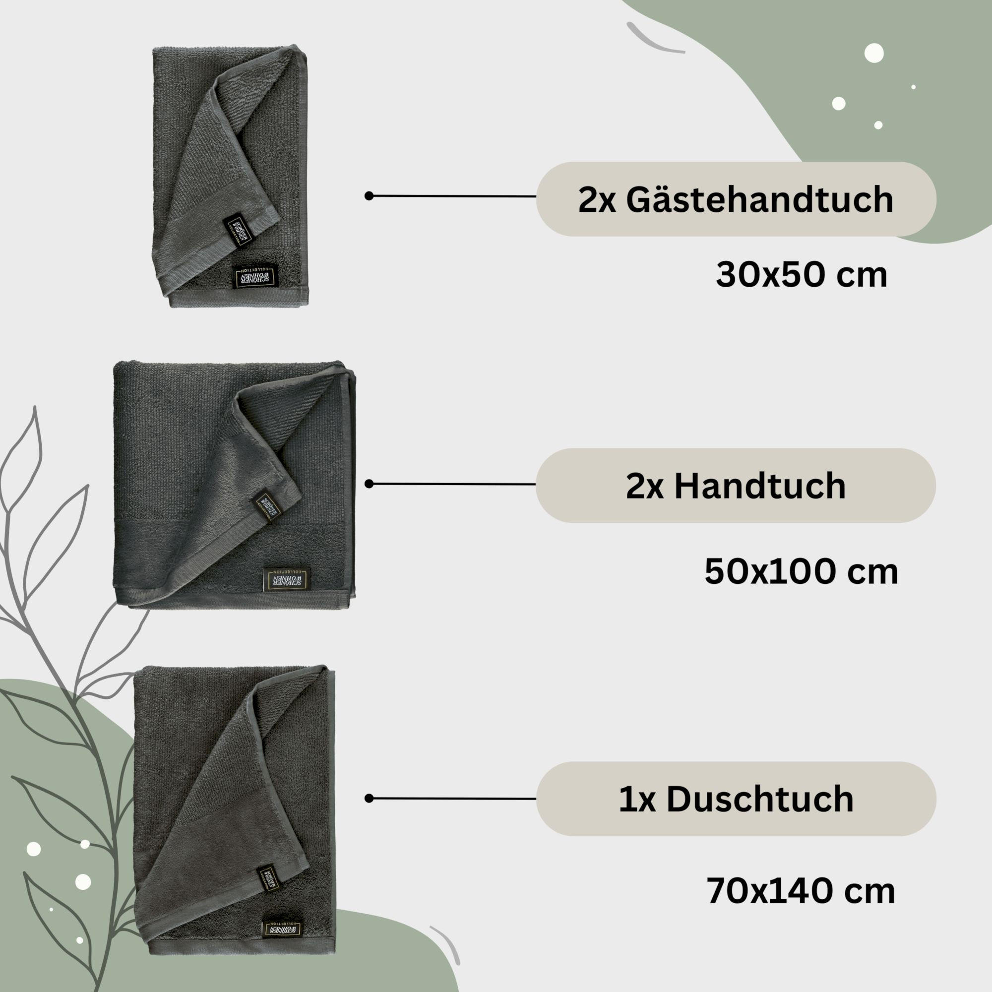 HANDTUCH SET SENSE 5tlg. - Anthrazit, Textil (50/100cm) - Schöner Wohnen